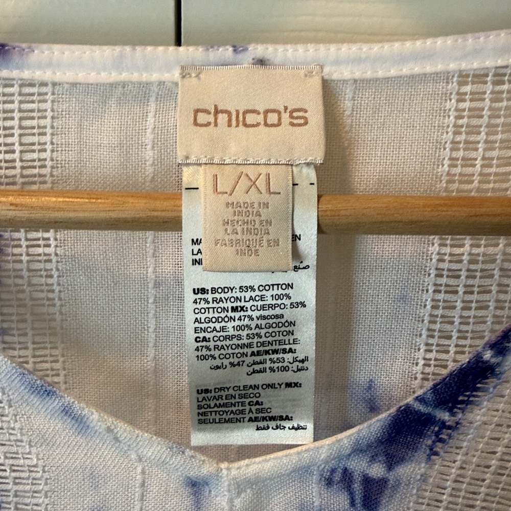 # Chico's L/XL Blue & White Tie-Dye Poncho/Coverup - Picture 2 of 5